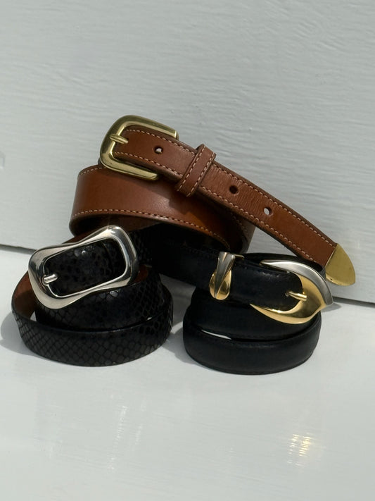 Vintage Saddle Brown Leather Belt