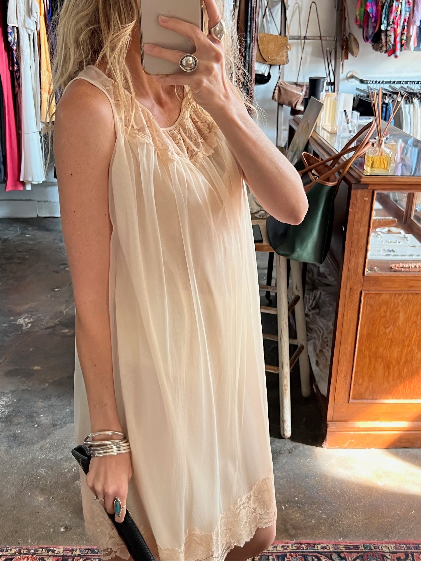 Vintage Sheer Chiffon Lace Gown
