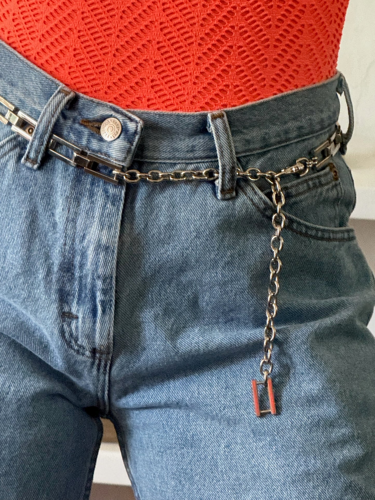 Vintage Geometric Silver - Hardware Chain Belt