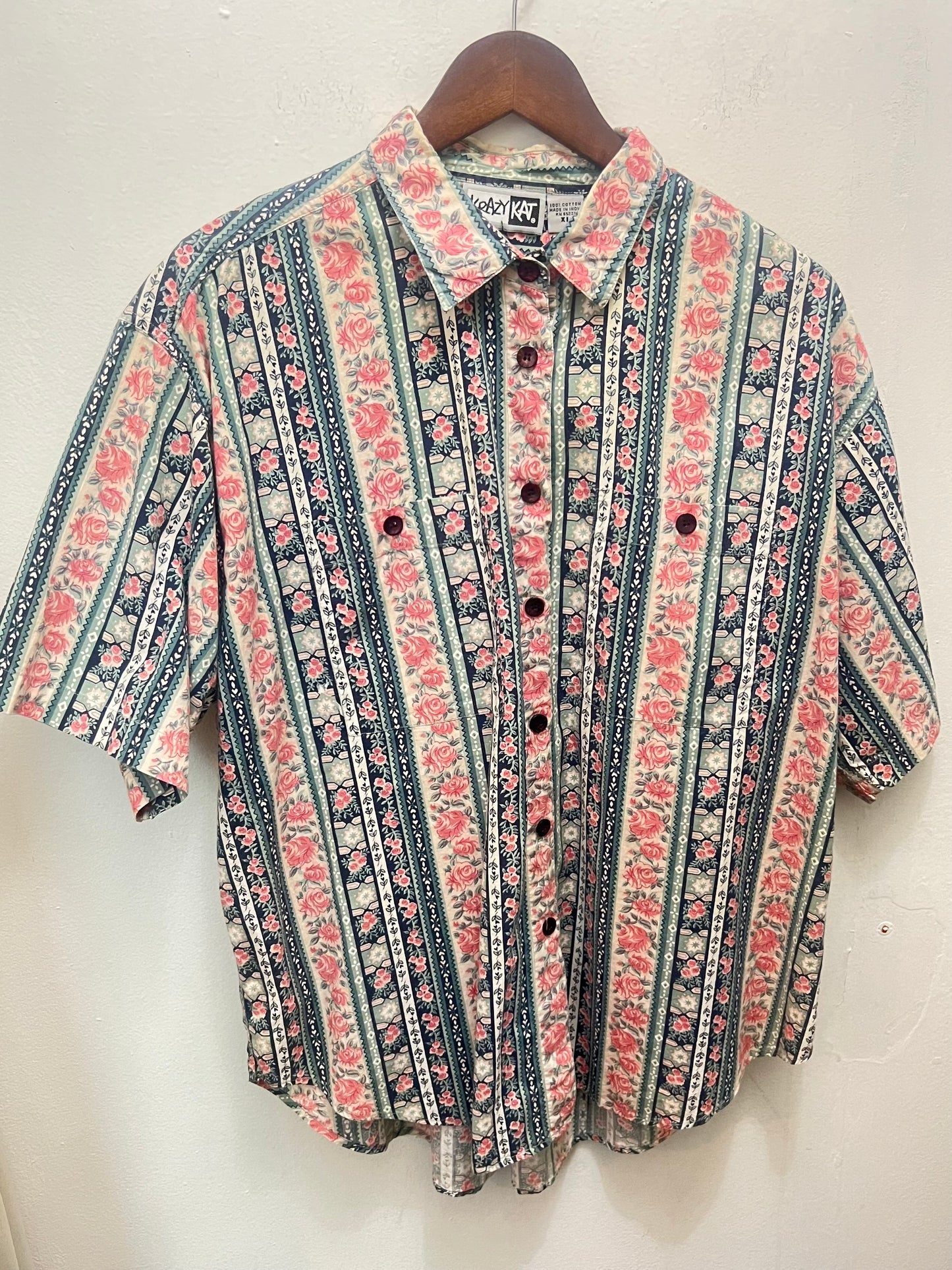 Vintage Collared Rose Button Up
