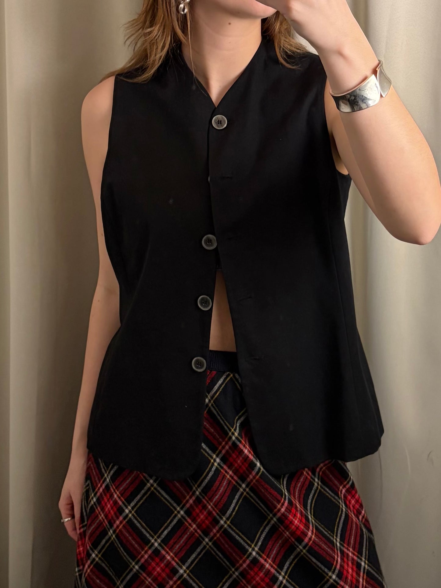 Vintage Black Button-Front Vest