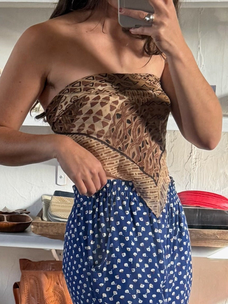 Vintage Patterned Silk Scarf