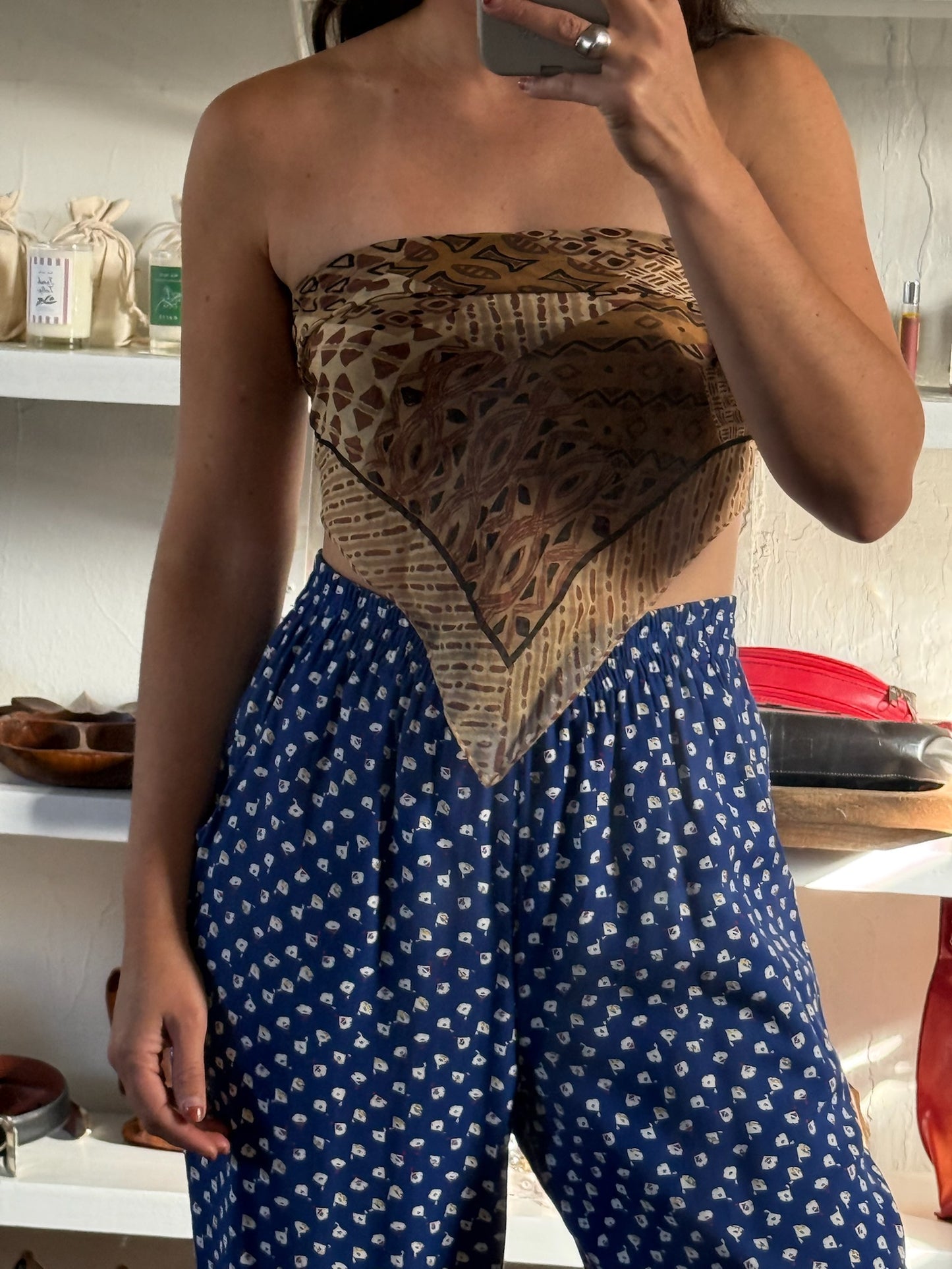 Vintage Patterned Silk Scarf