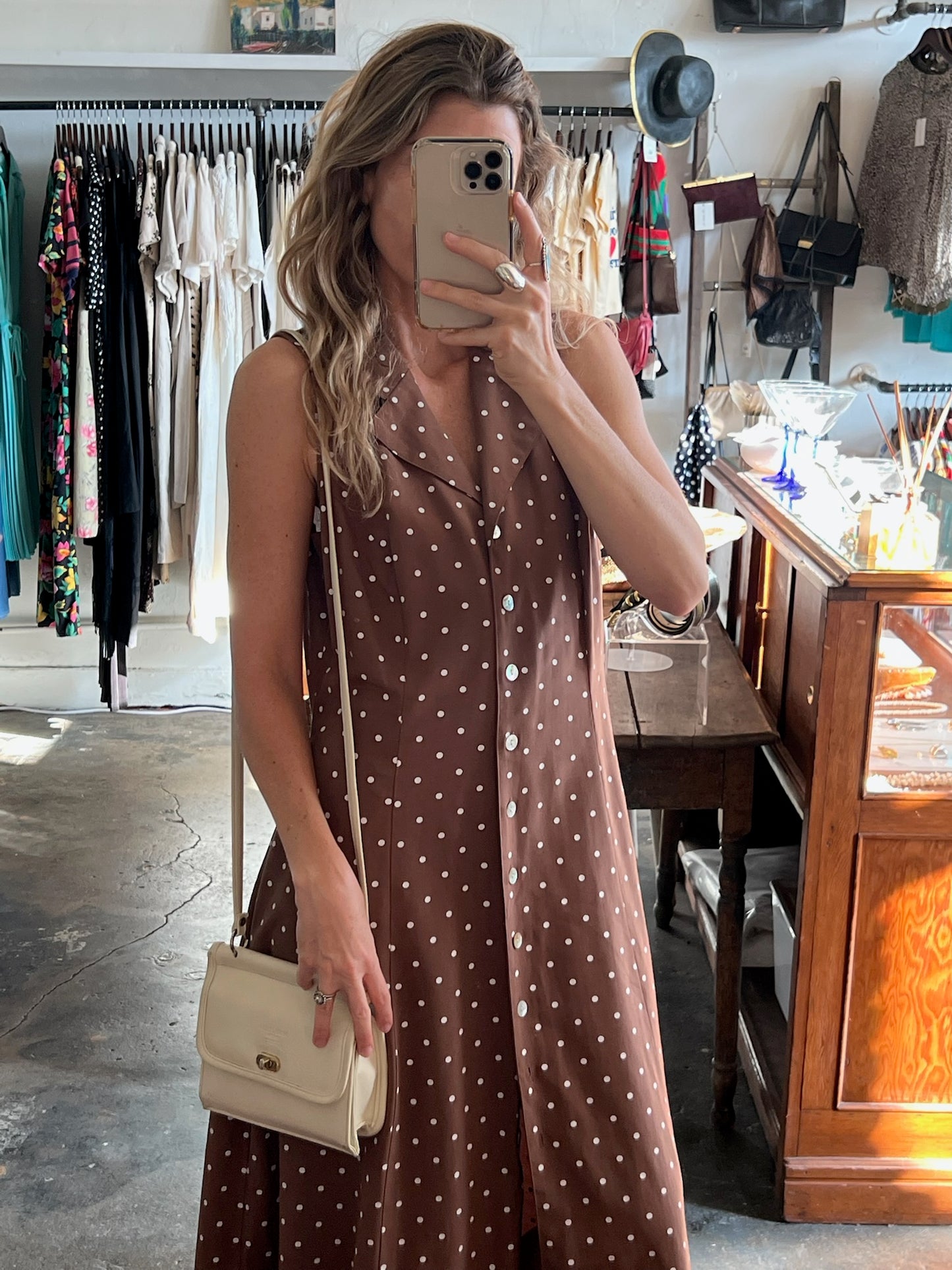 Vintage Polka Dot Cross-Back Dress