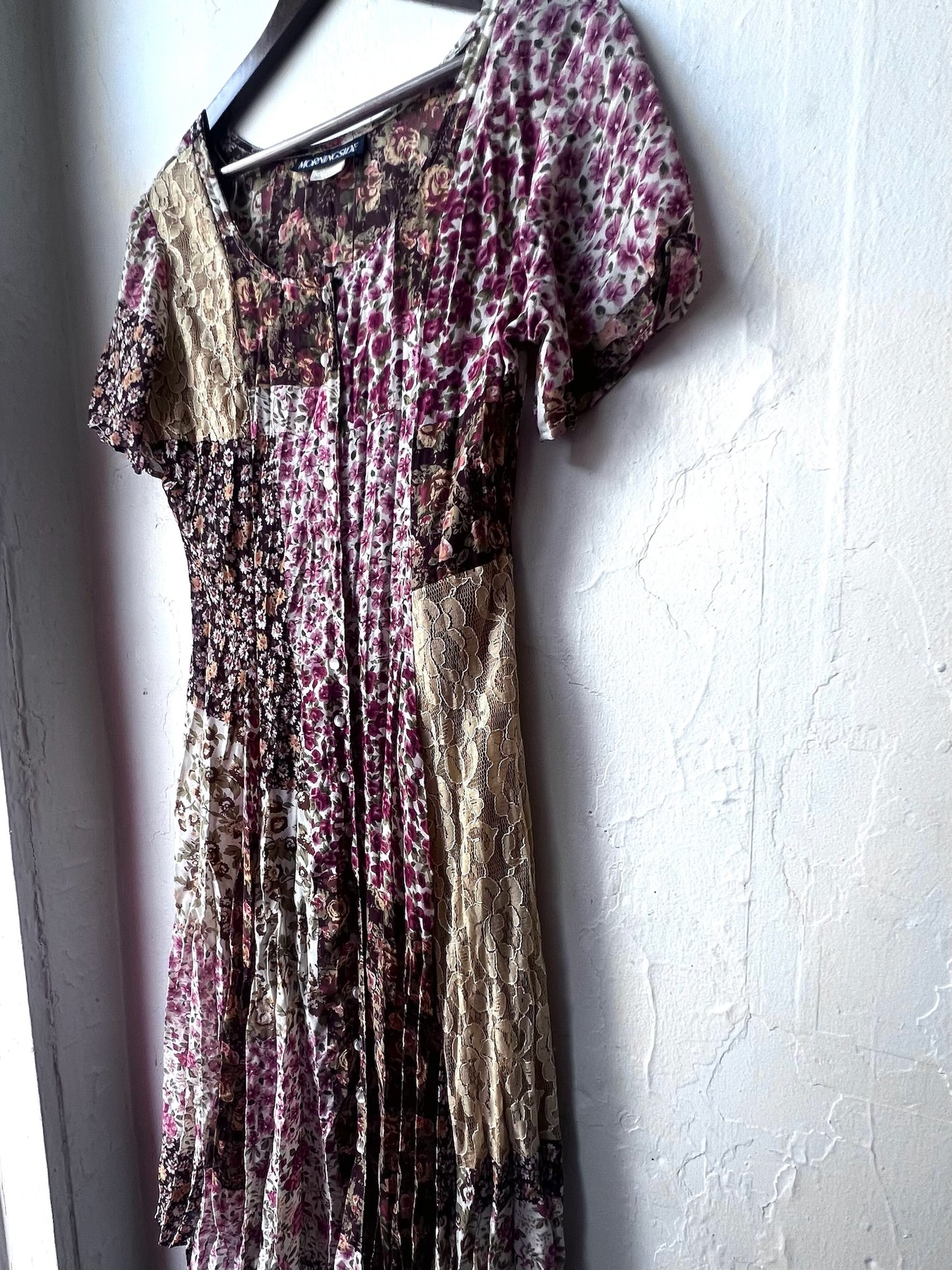 Vintage Floral & Lace Patchwork Dress