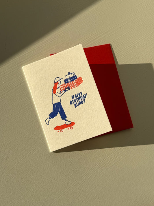 Happy Birthday Buddy Greeting Card