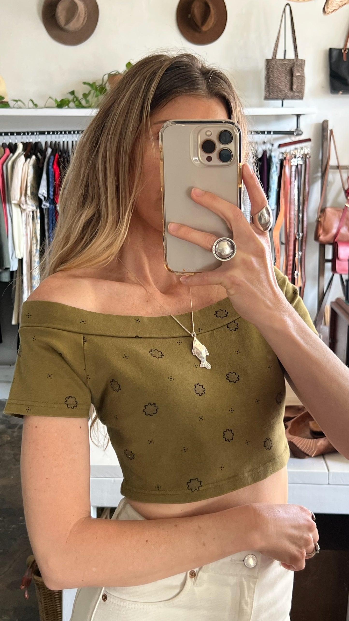 Favorite Vintage Olive Crop Top