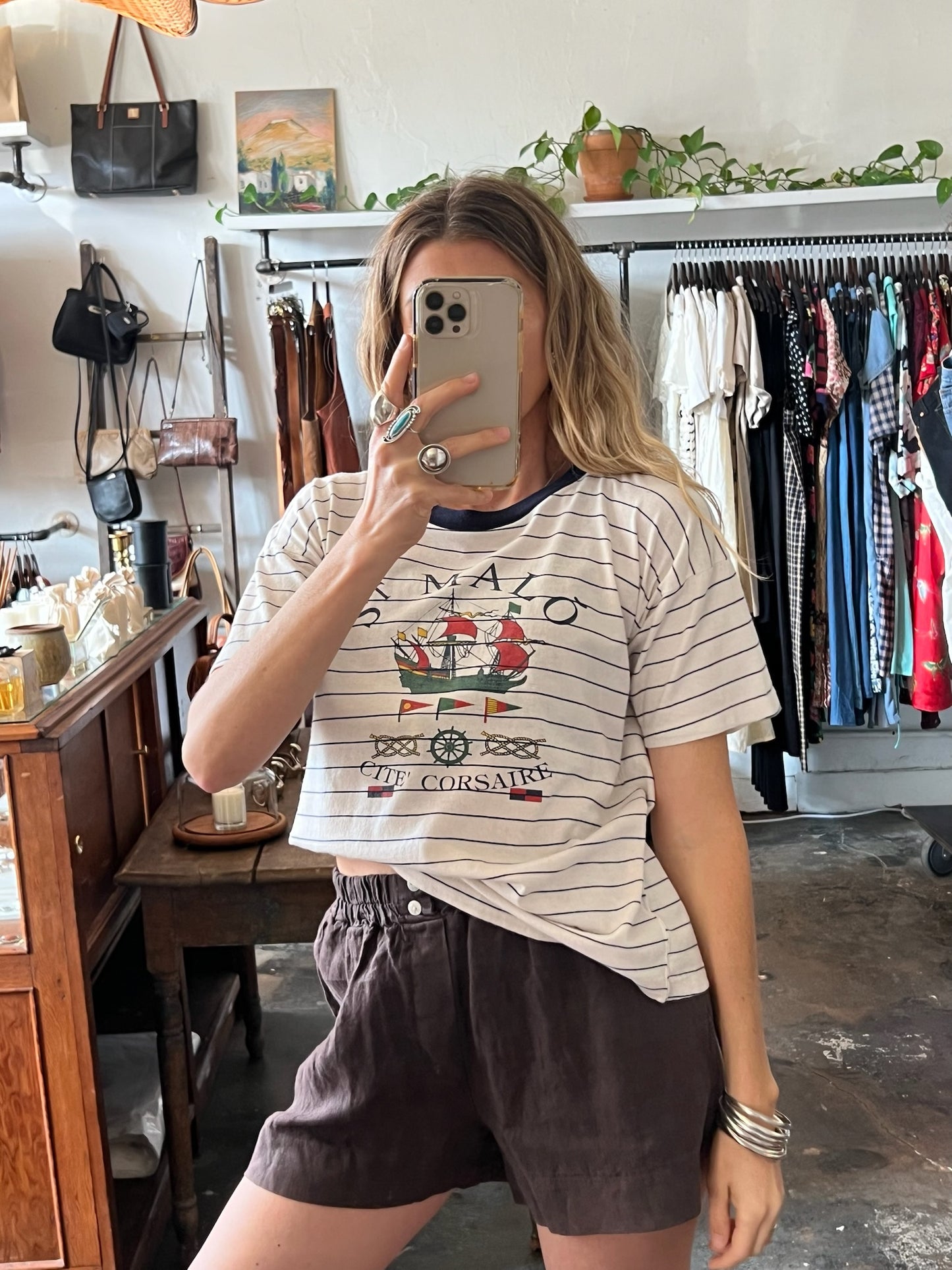 Vintage St Malo Striped Graphic Tee