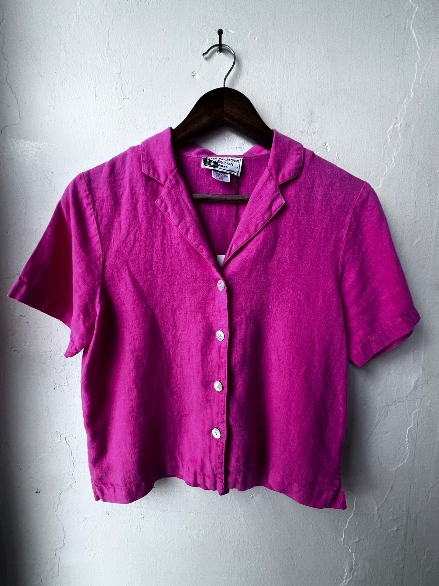 Vintage Magenta Button-Up Blouse