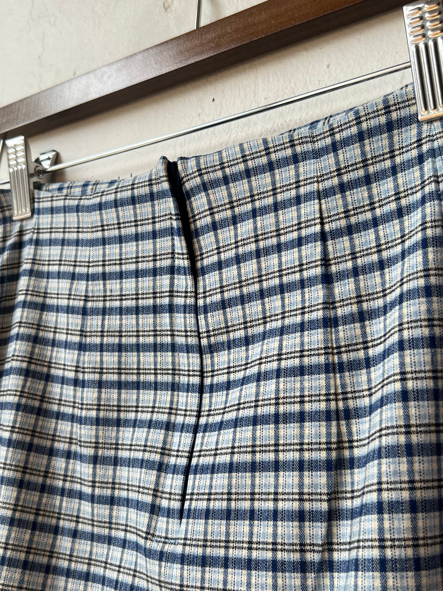 Vintage Navy & Slate Plaid Skirt