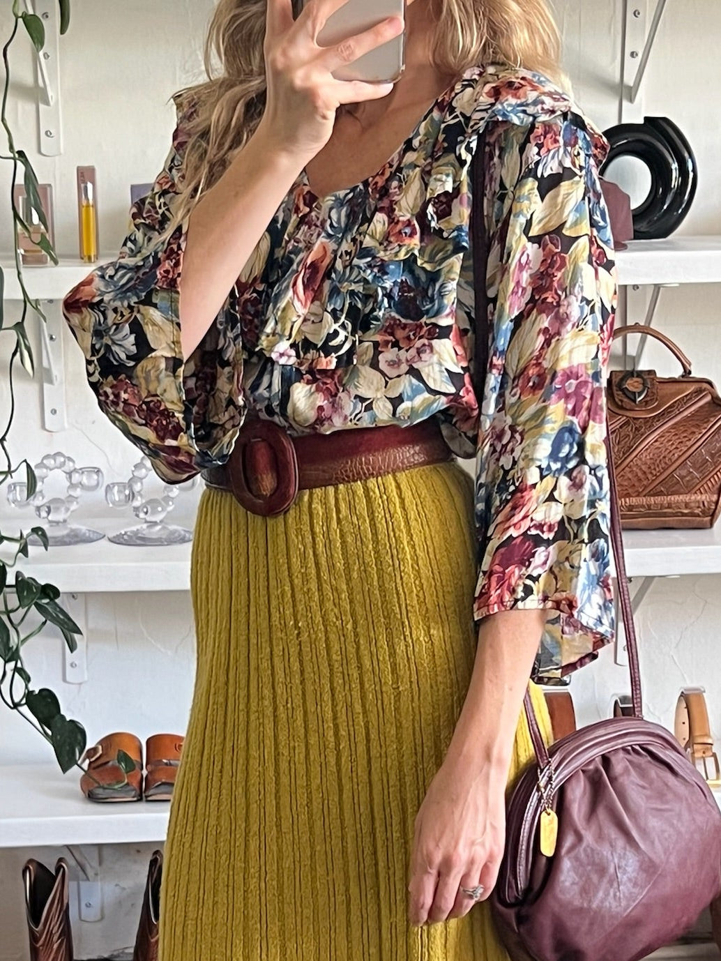 Vintage Floral Ruffle Collar Blouse