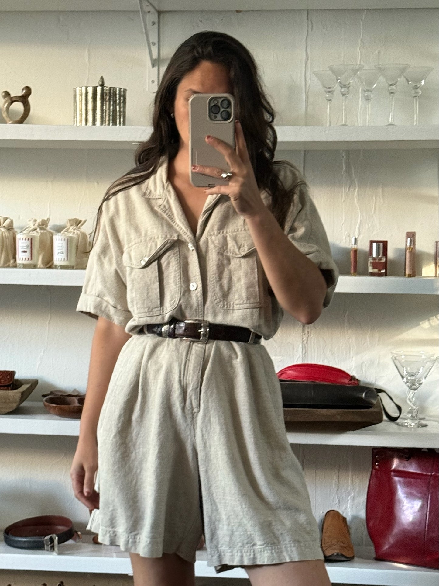 Vintage Safari Utility Romper