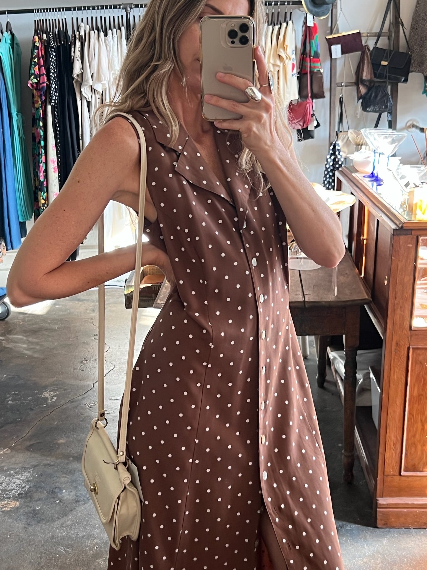 Vintage Polka Dot Cross-Back Dress
