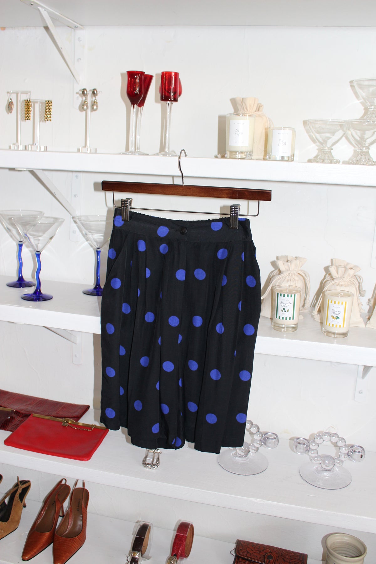 Vintage Pleated Polka Dotted Short