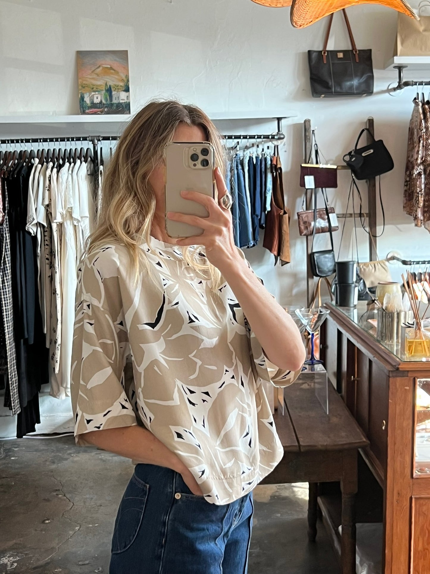 Vintage Floral Crop Shirt