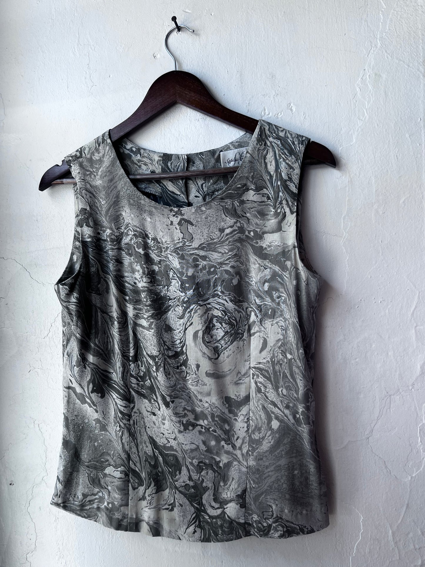 Vintage Marbled Sleeveless Blouse
