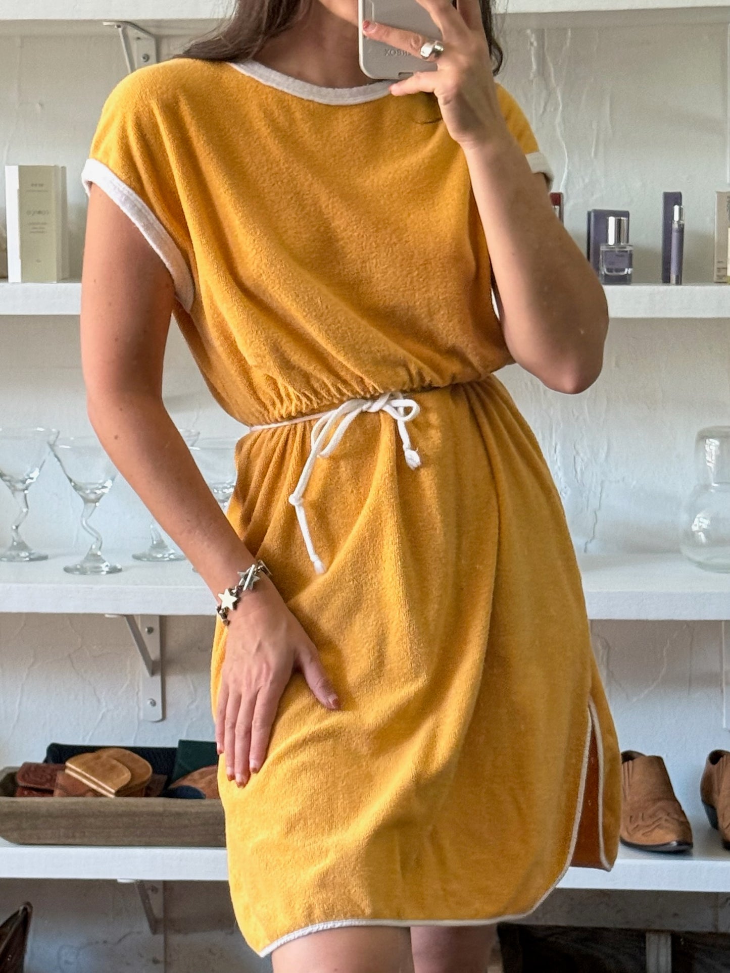 Vintage Citrus Terry Cloth Summer Dress