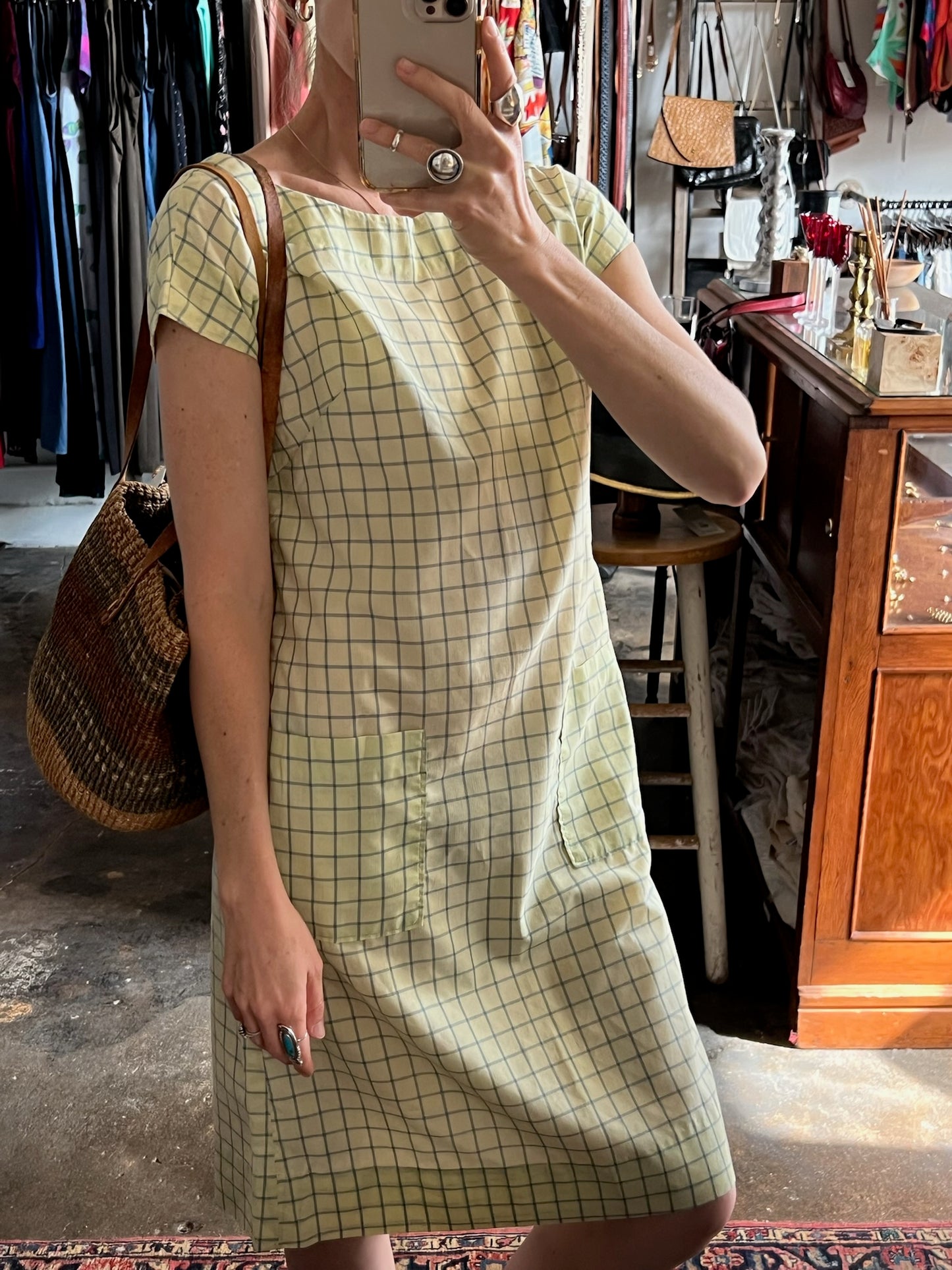 Vintage Plaid Shift Dress