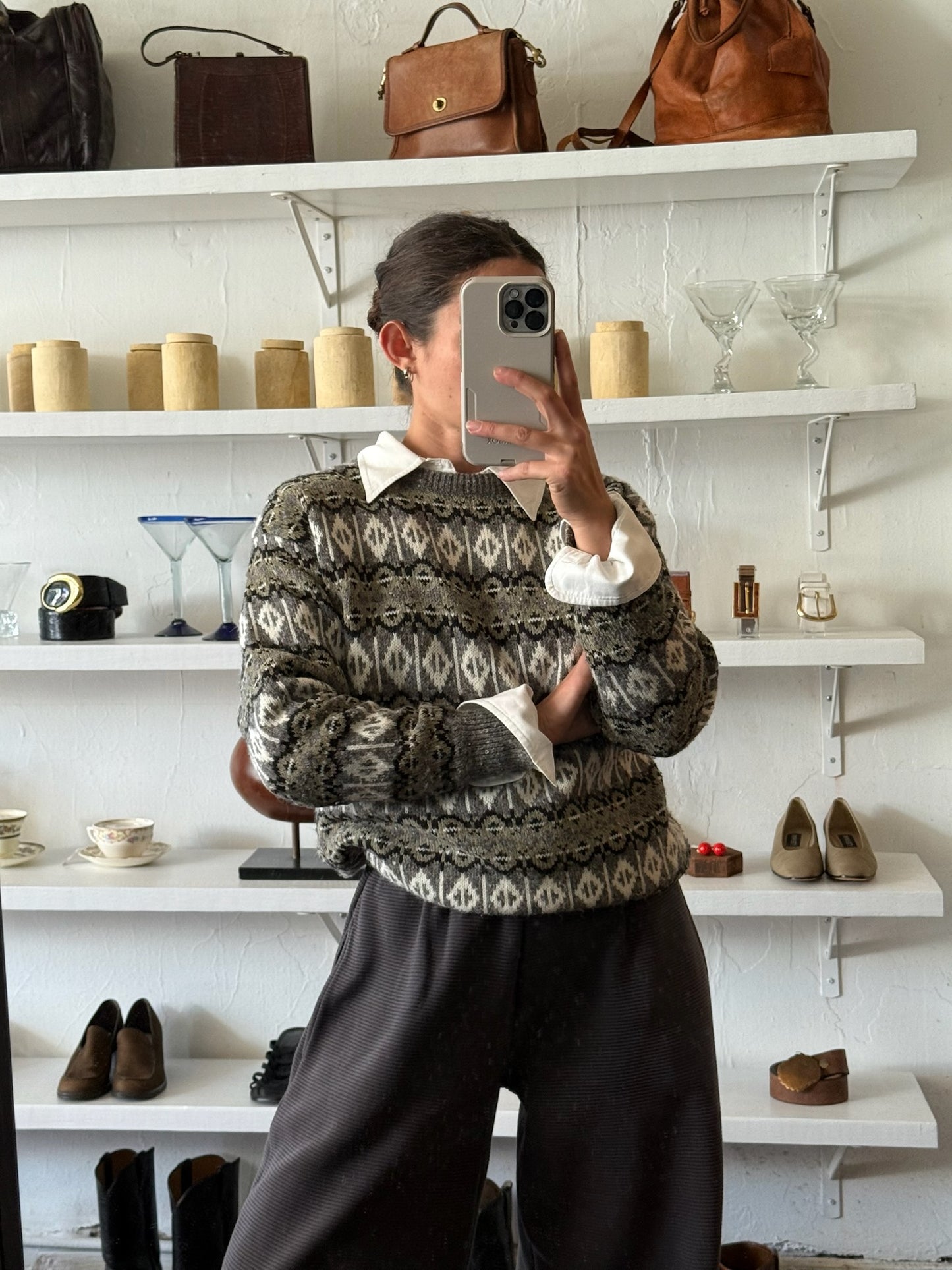 Vintage Sage Patterned Knit