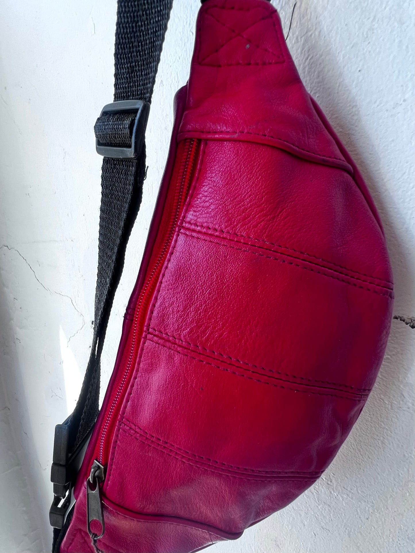 Vintage Ruby Leather Fanny Pack