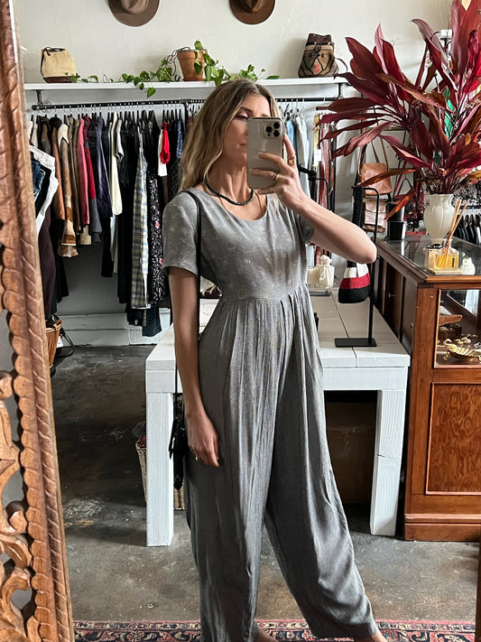 Vintage Pleated Floral Jumpsuit