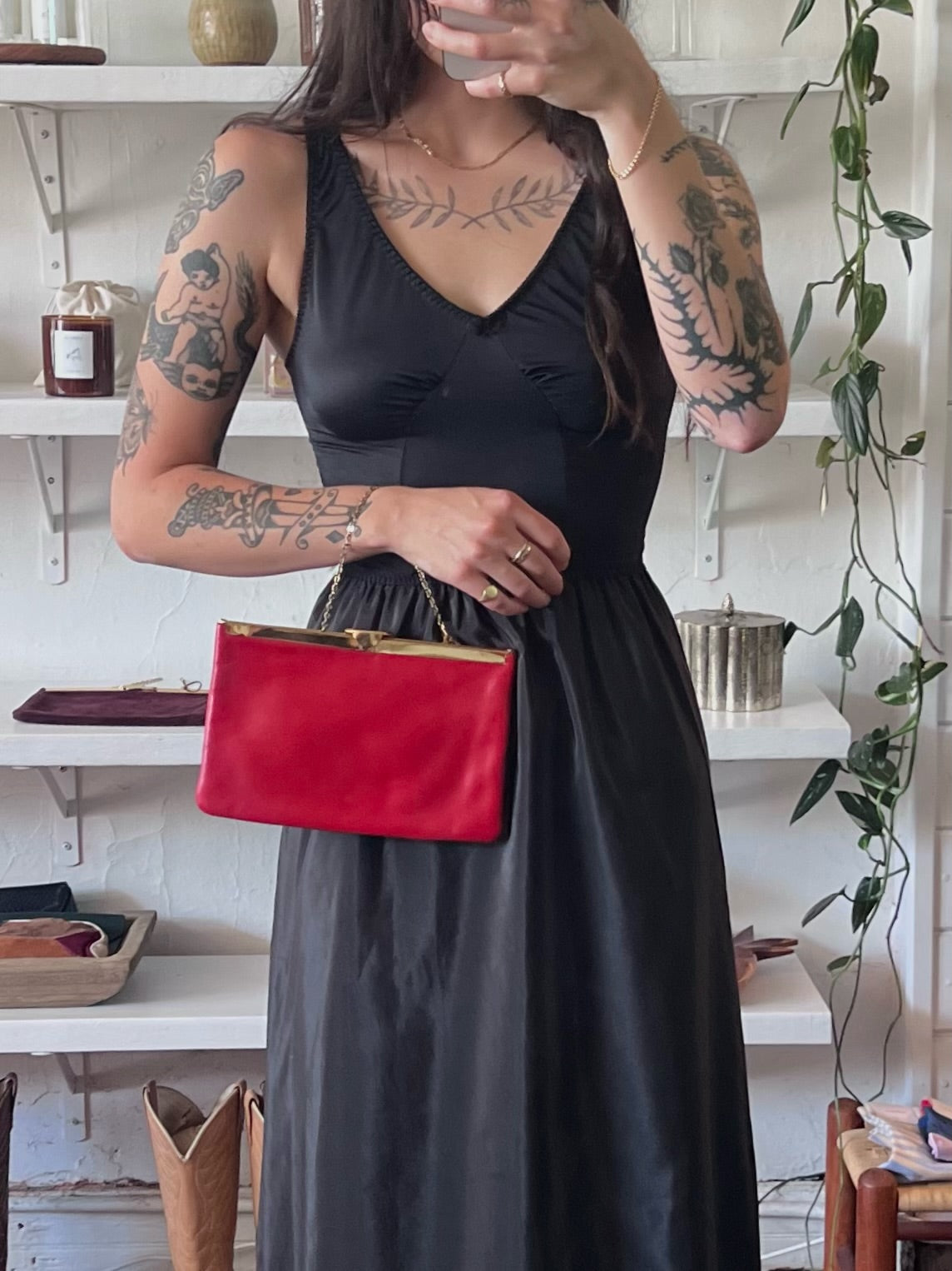 Vintage Crimson Clutch Bag