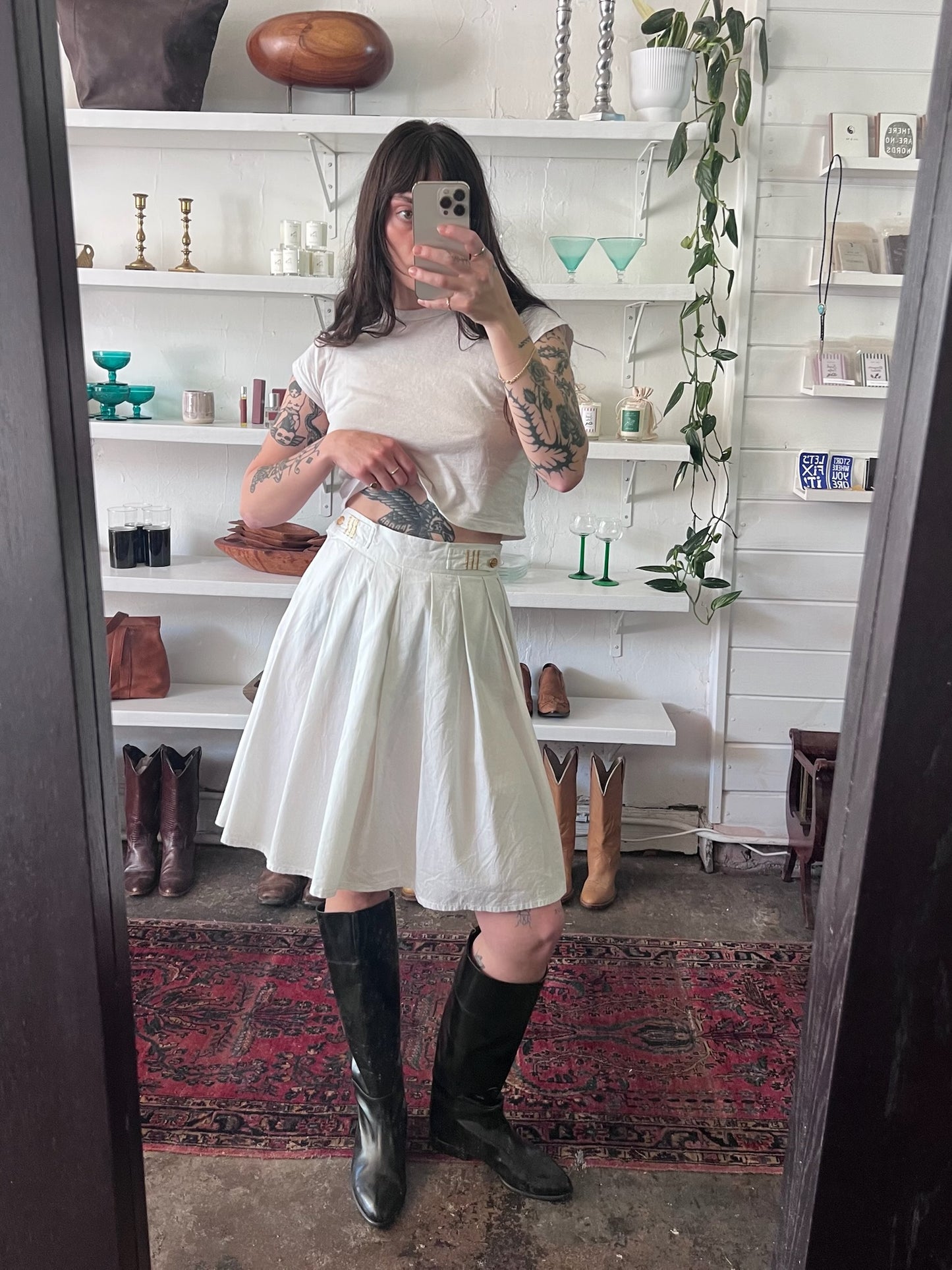 Favorite Vintage Ivory Pleated Skirt