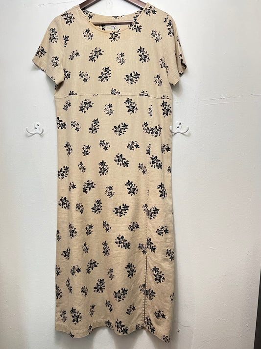 Vintage Floral Creme Canvas Cotton Dress