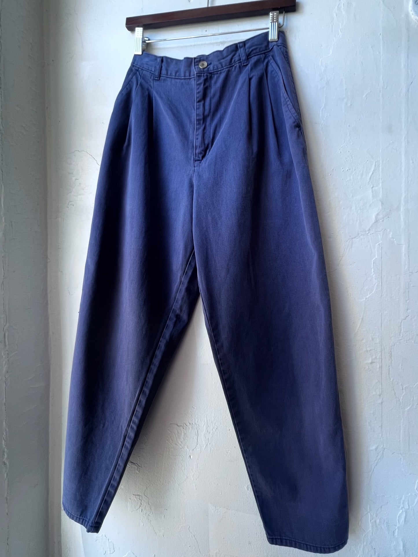 Vintage Navy Pleated Trousers