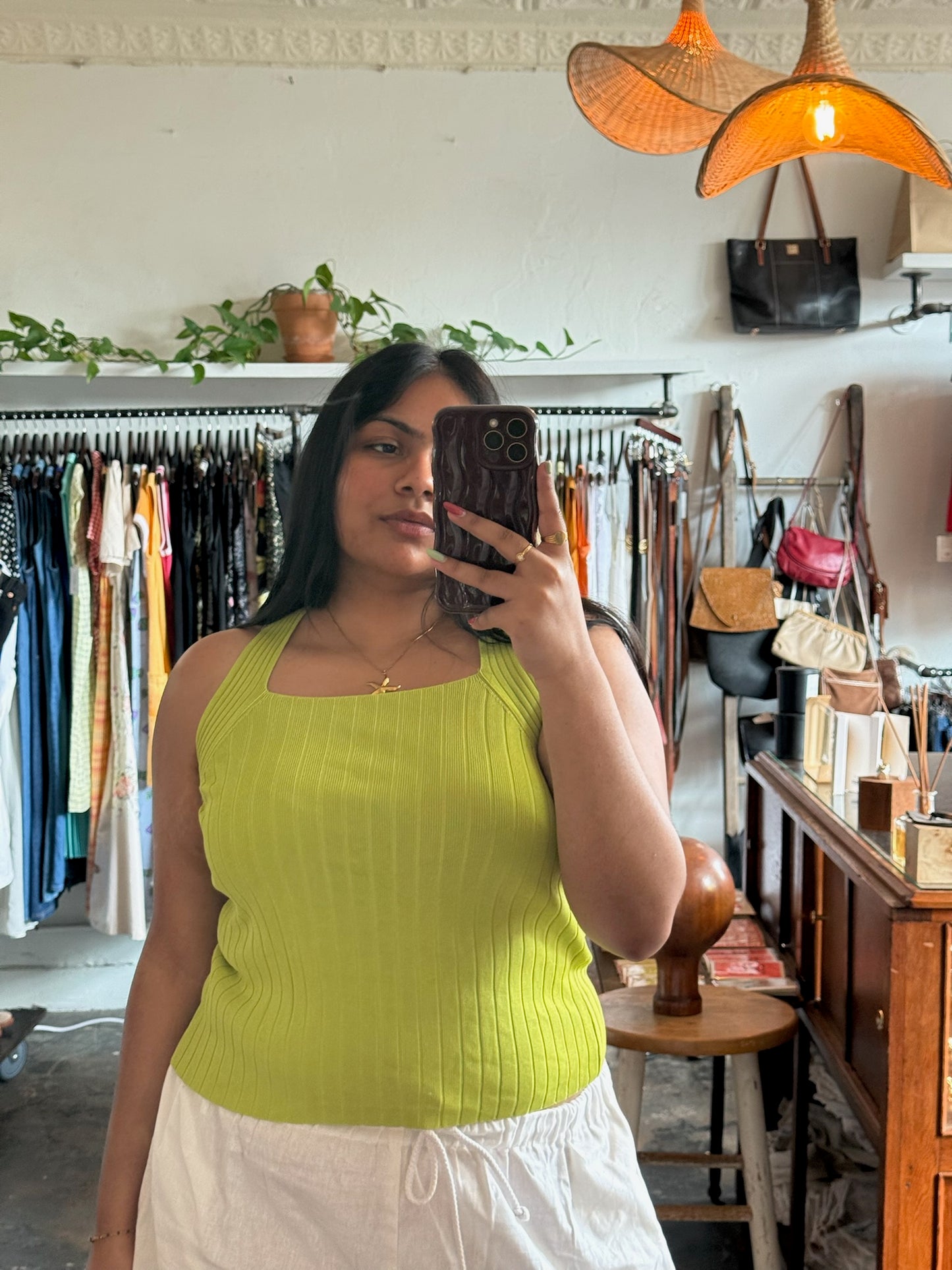 Vintage Valerie Stevens Lime Ribbed Tank