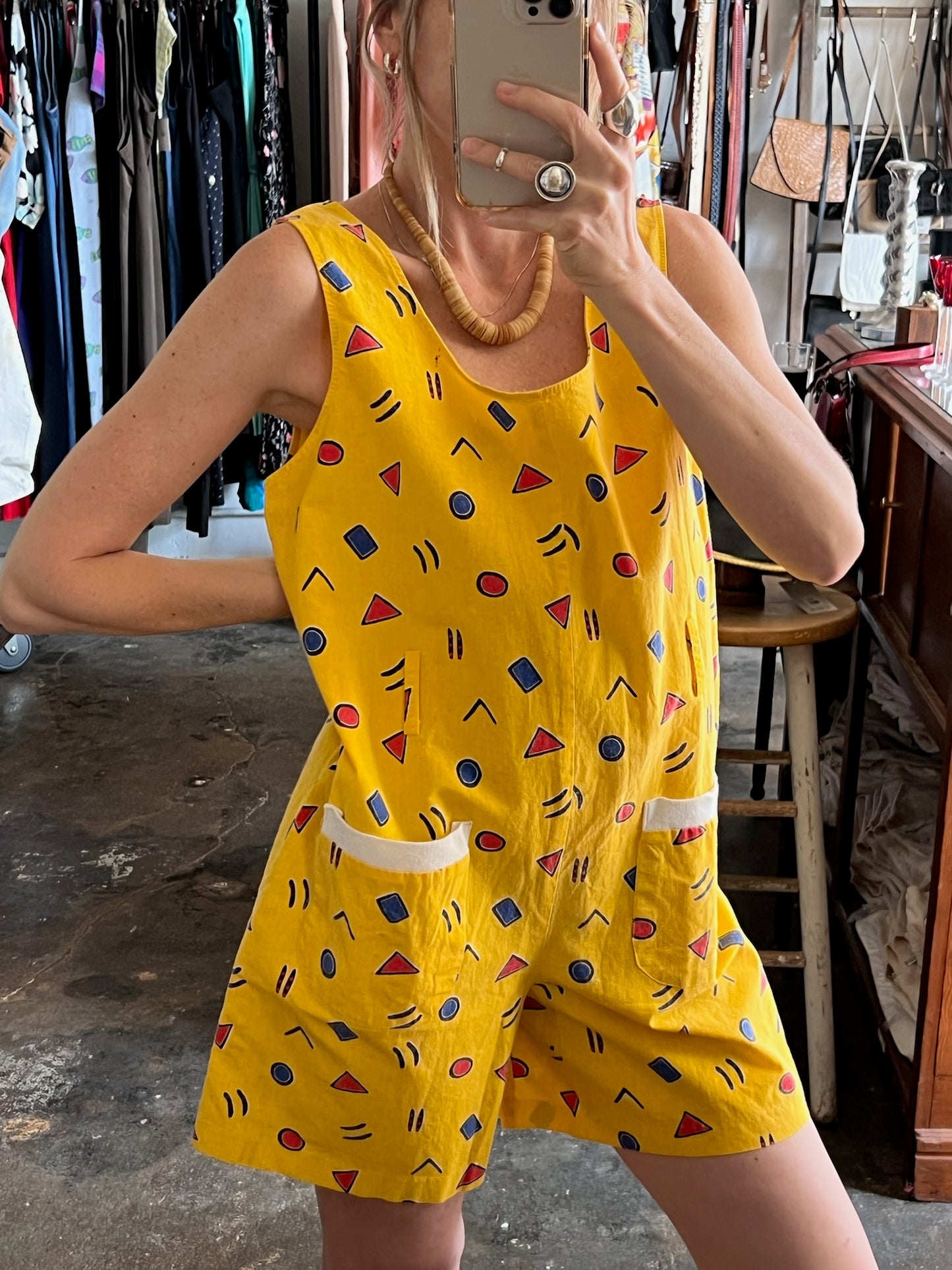 Vintage Geometric Printed Romper