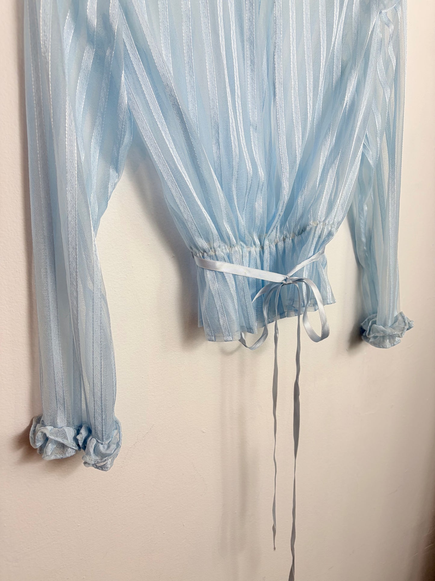 Vintage Sheer Powder Blue Ruffle Top