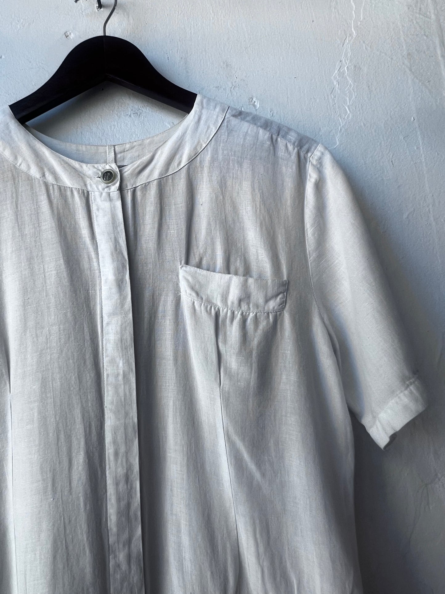 Vintage Bone Linen Shirt Dress