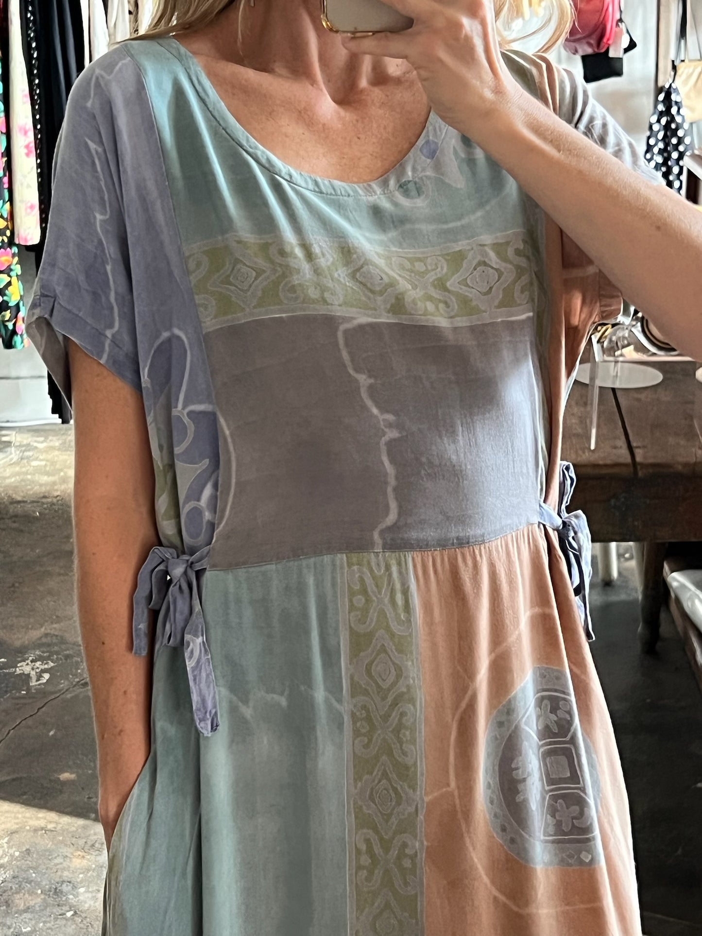 Vintage Side-Tie Shift Dress