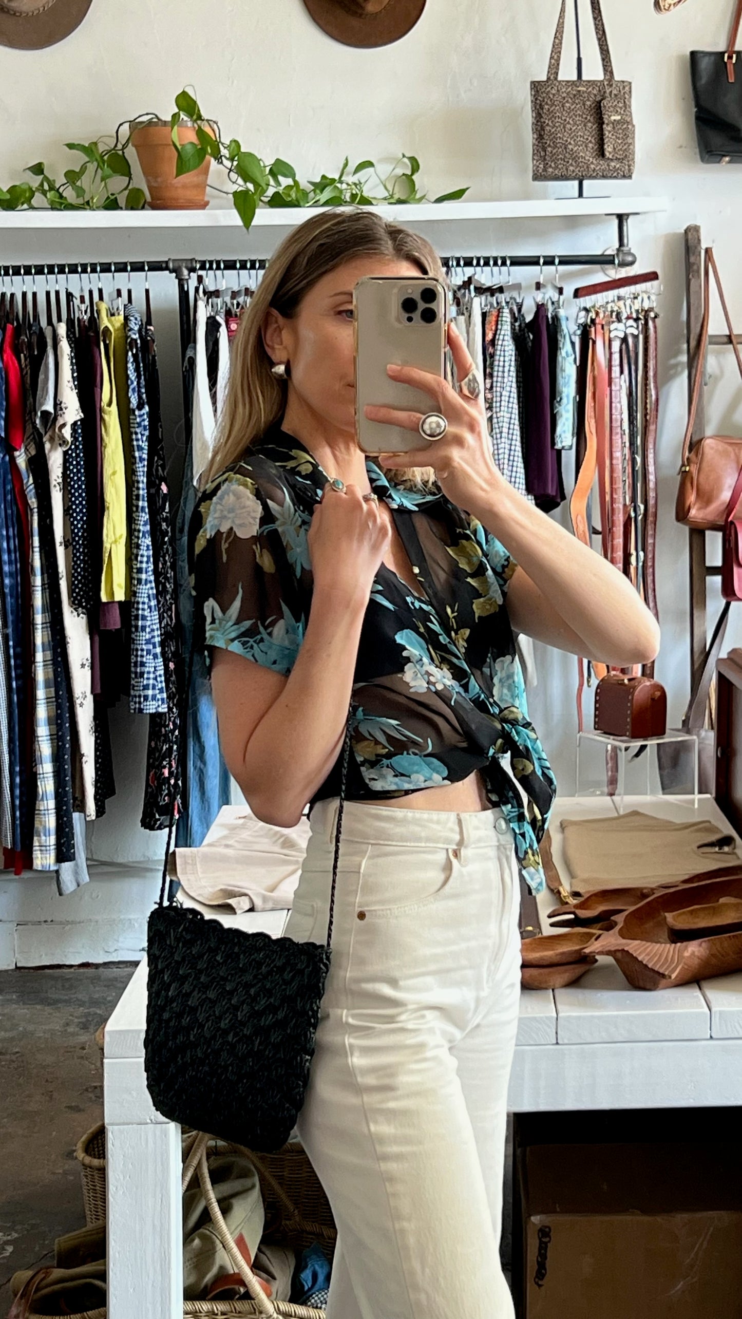 Vintage Floral Sheer Blouse