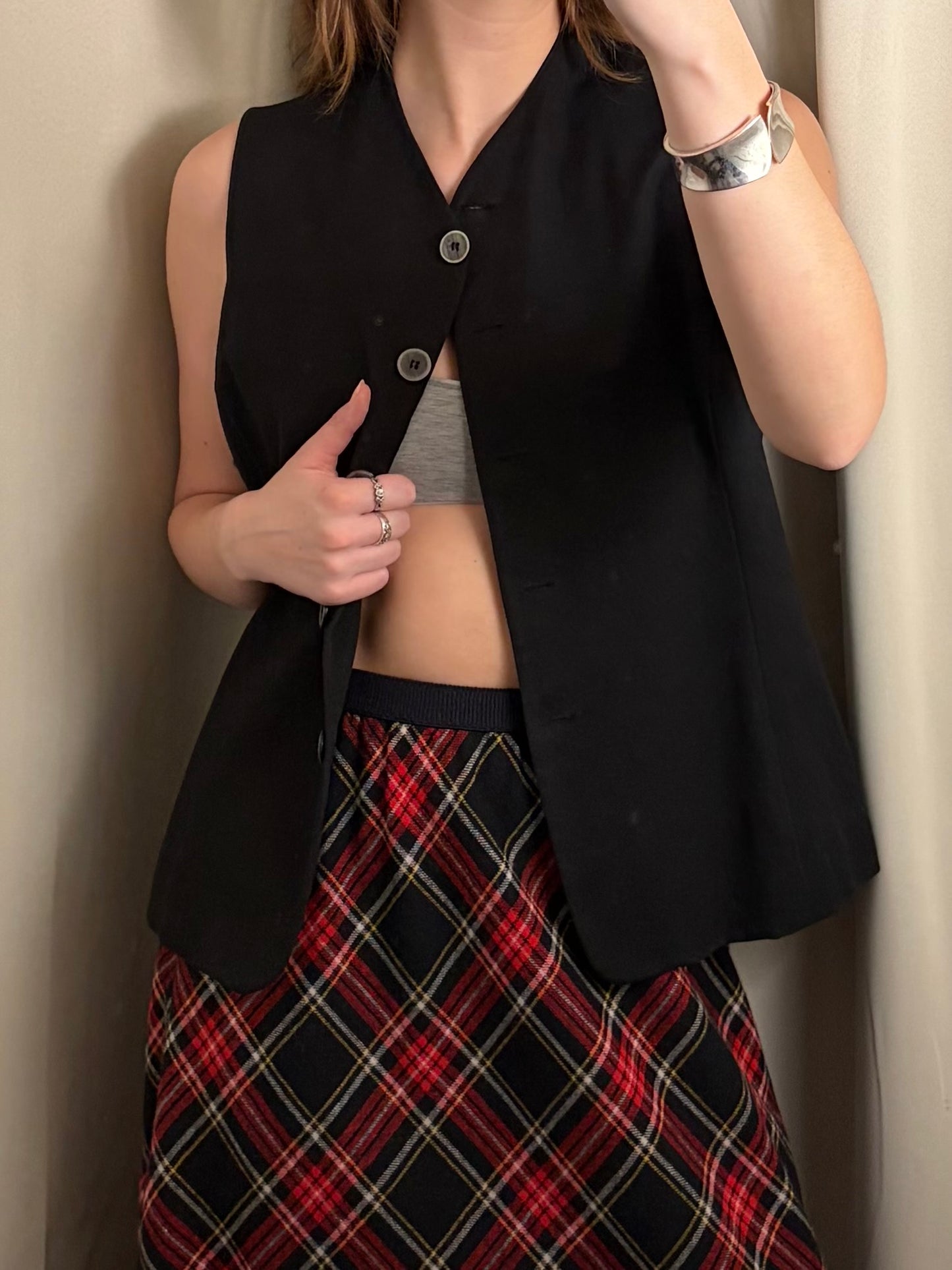 Vintage Black Button-Front Vest