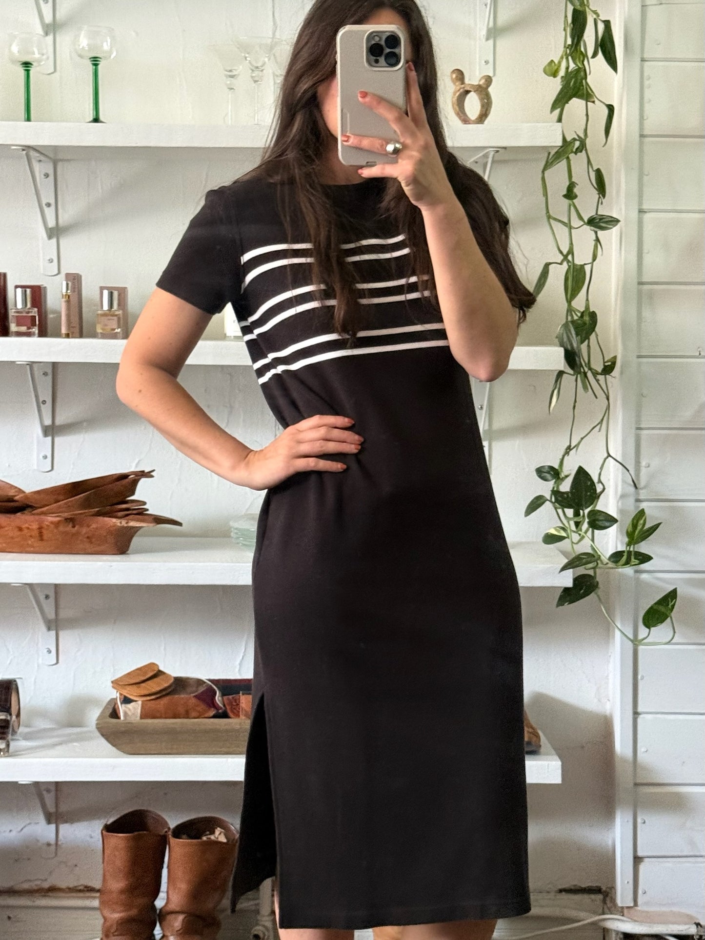 Vintage Talbots Noir Striped Dress