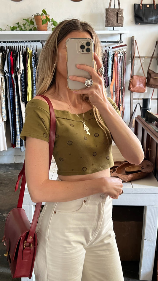 Favorite Vintage Olive Crop Top