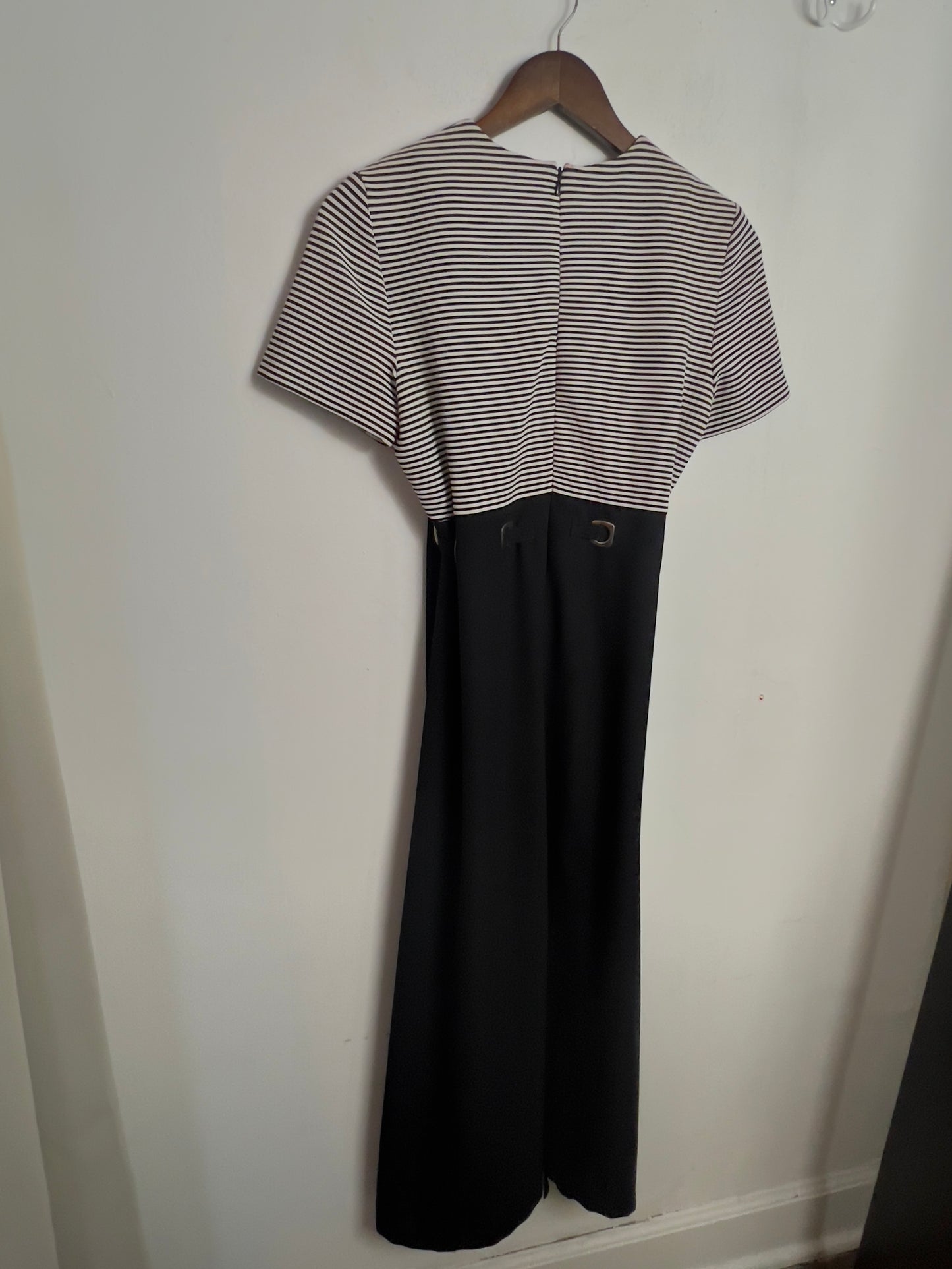 Vintage Striped Cinch Tie Empire Dress