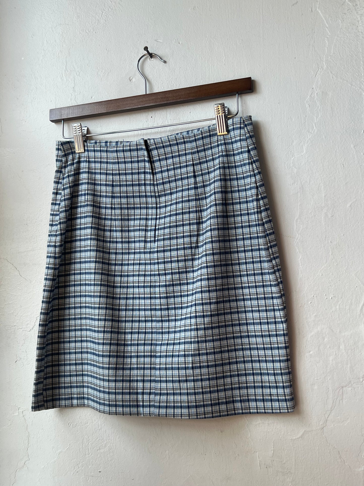 Vintage Navy & Slate Plaid Skirt