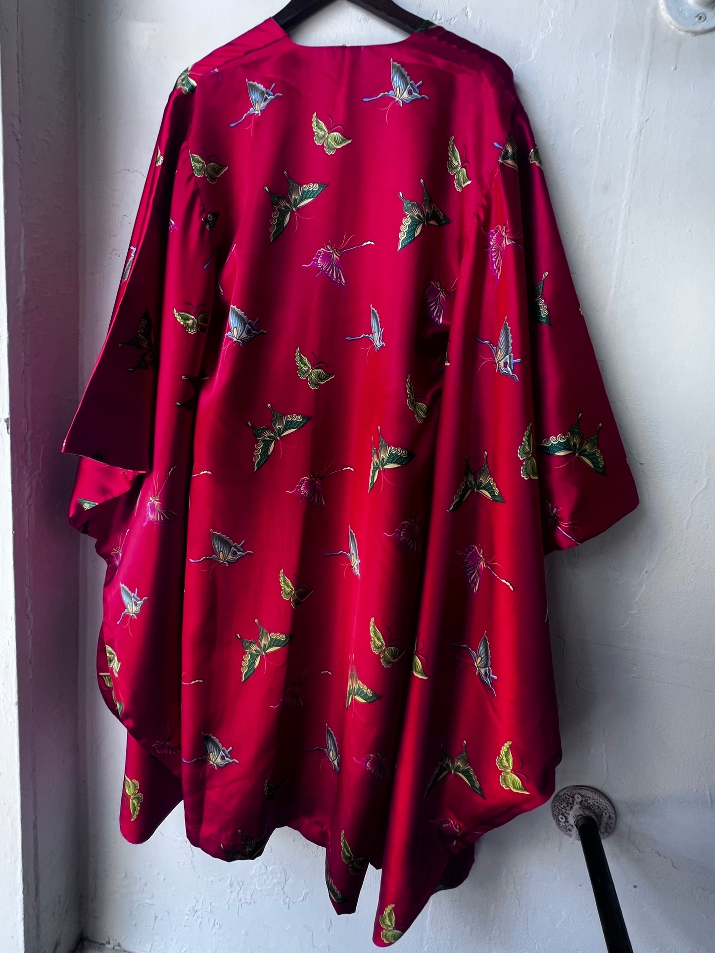 Incredible Vintage Butterfly Satin Kimono