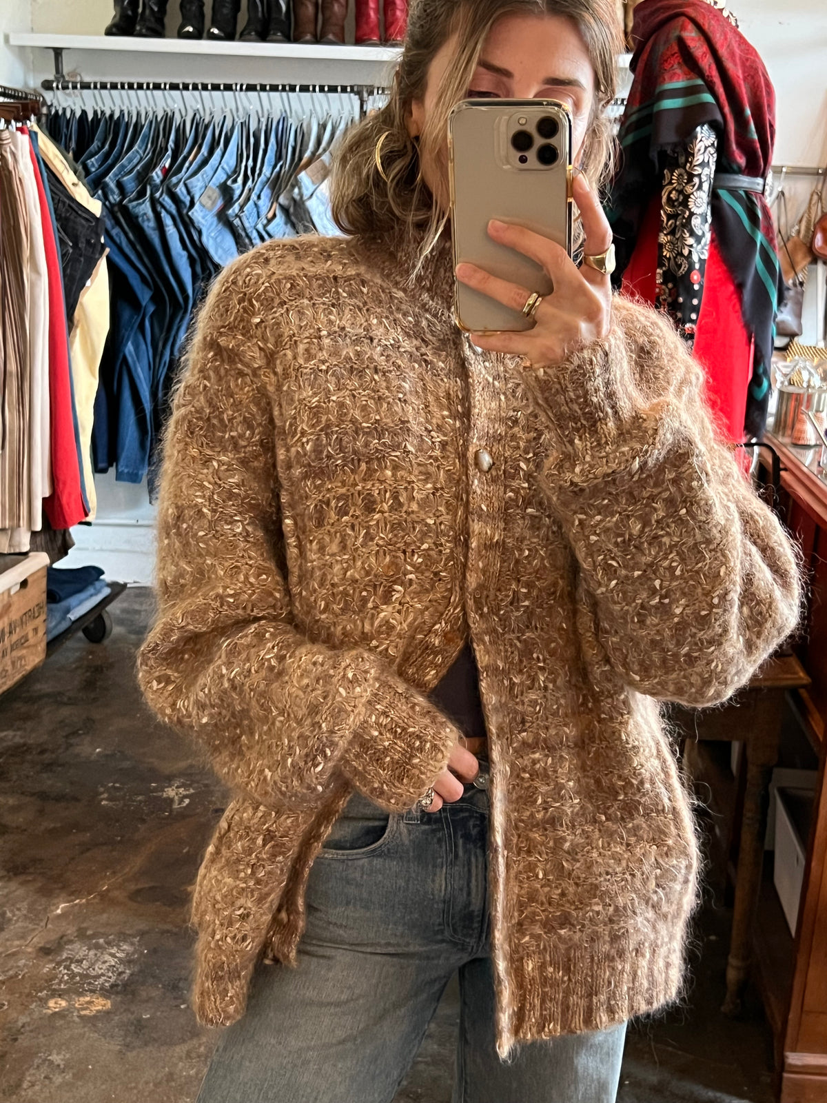 Vintage Chunky Mohair Oversized Cardigan Sweater