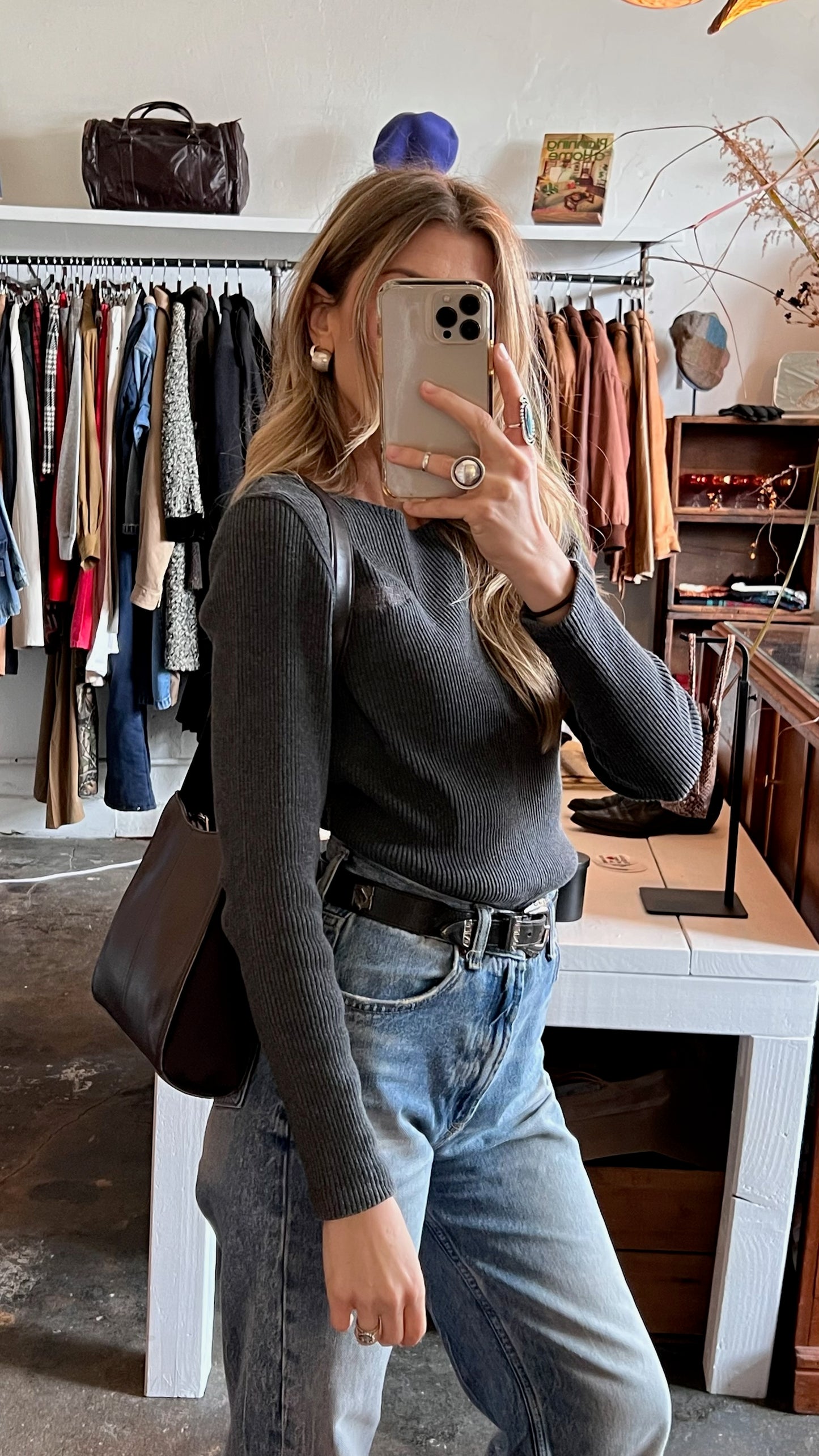 Vintage Charcoal Harley Davidson Long Sleeve