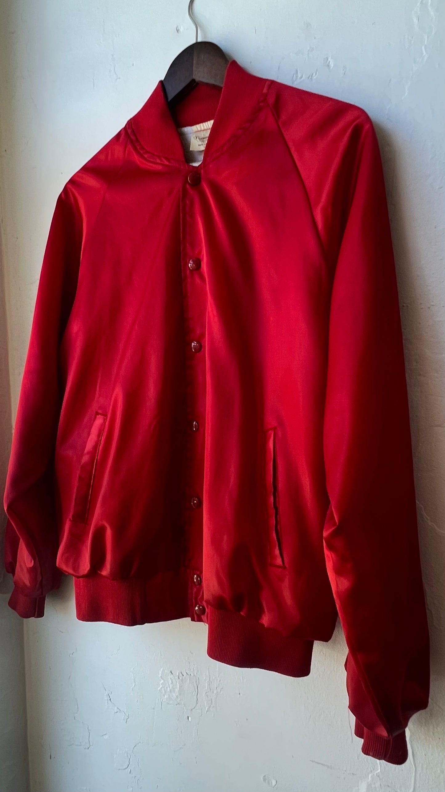 Vintage Cherry Satin Bomber Jacket