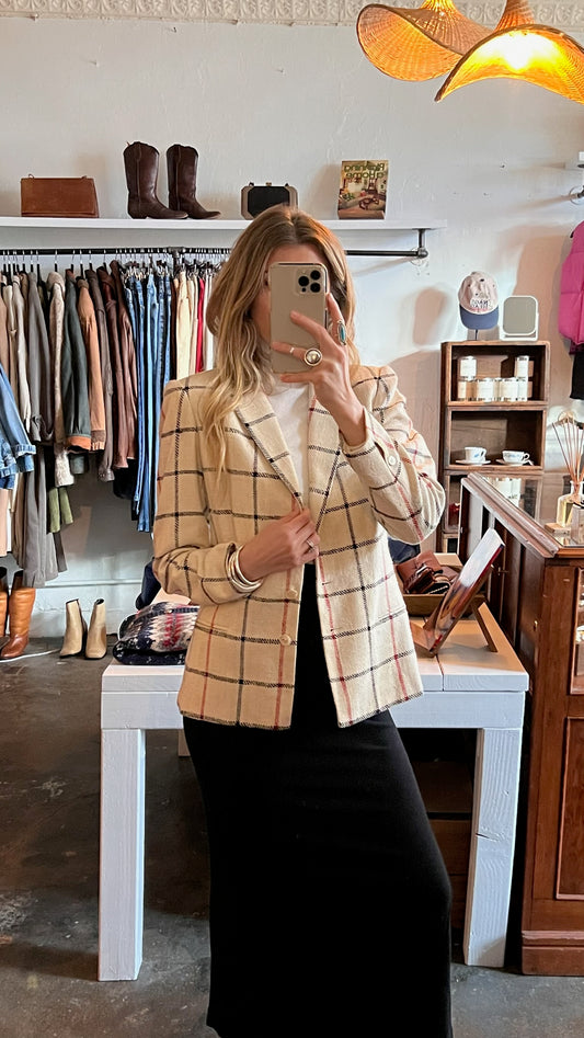Vintage Silk Plaid Blazer