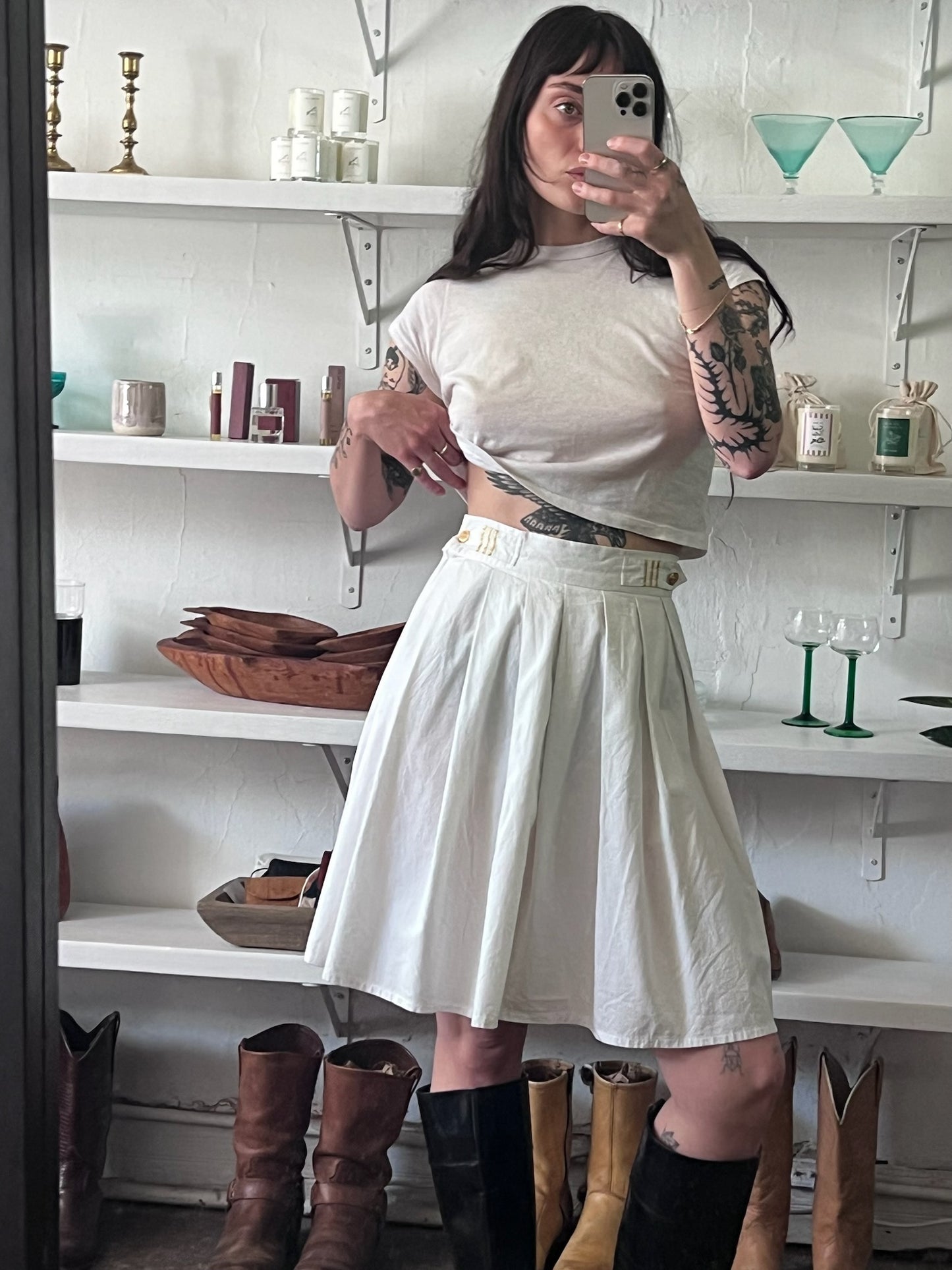 Favorite Vintage Ivory Pleated Skirt