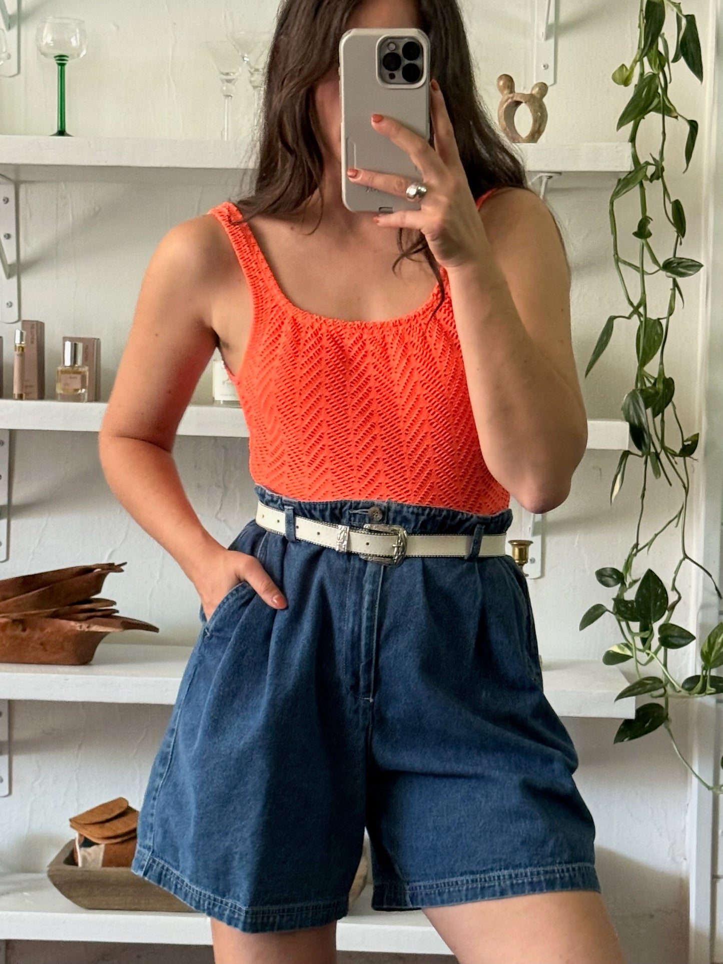 Vintage Pleated Denim Short