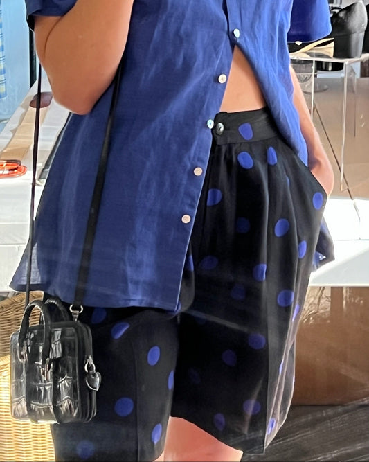 Vintage Pleated Polka Dotted Short