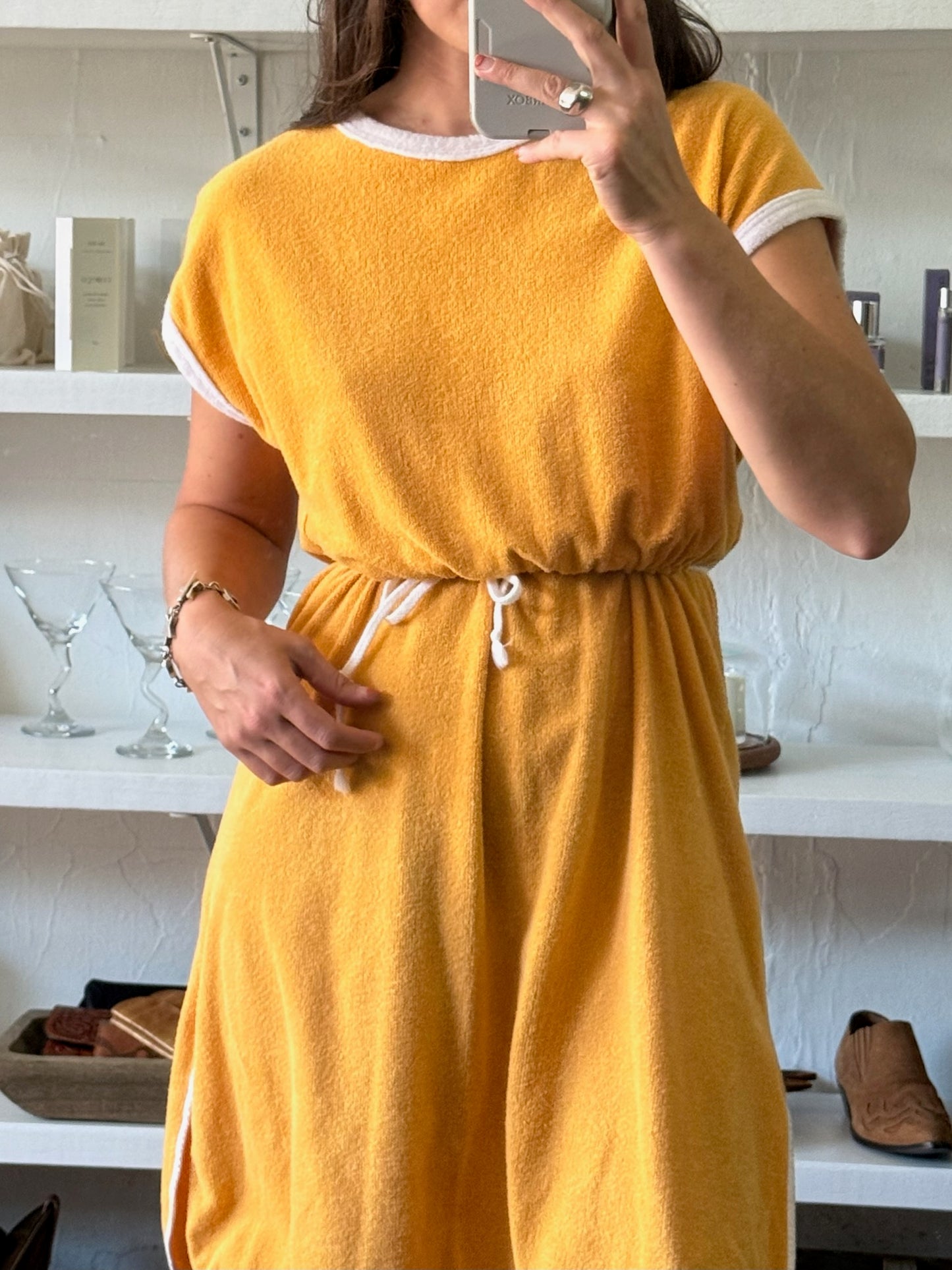Vintage Citrus Terry Cloth Summer Dress