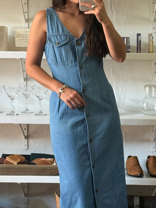 Vintage Denim Button-Down Dress